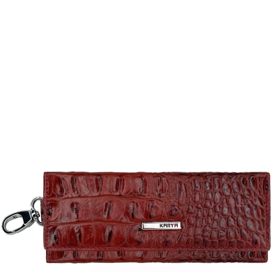 Кожаная ключница Karya с карабинами для ключей KR402-527-1 красно-бордовая
