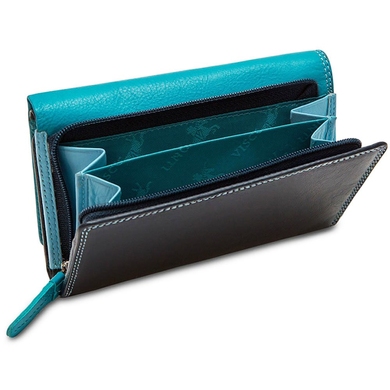Жіночий гаманець з натуральної шкіри з RFID Visconti Rainbow Bora RB43 Blue Multi