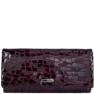 Кожаный кошелек на магните Karyaиз кожи с лаком KR1159-590 сливового цвета