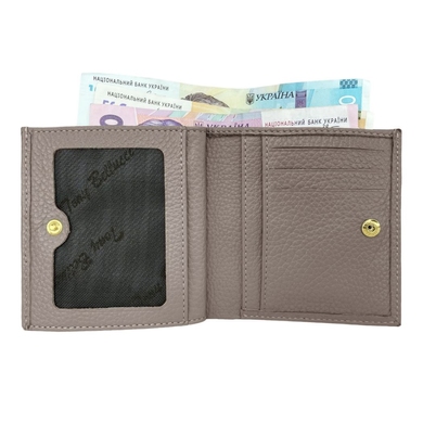 Малий гаманець на кнопці з натуральної шкіри Tony Bellucci 893-213 кольору таупе