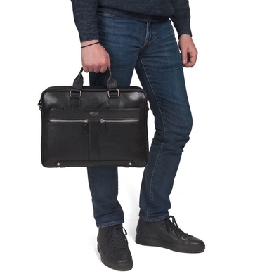 Чоловіча сумка-портфель Karya з натуральної телячої шкіри 0856-45 чорна