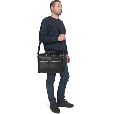 Чоловіча сумка-портфель Karya з натуральної телячої шкіри 0856-45 чорна