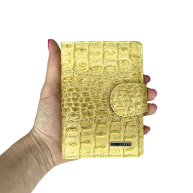 Жіночий гаманець з натуральної шкіри з лаком Karya 2015-568-1 гірчичного кольору