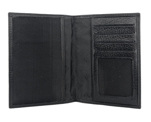 Шкіряна обкладинка на паспорт Eminsa з кишенями для карток ES1523-18-1 чорна, Чорний
