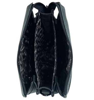 Мужская кожаная сумка Karya на молнии KR0266-30 черно-зеленого цвета