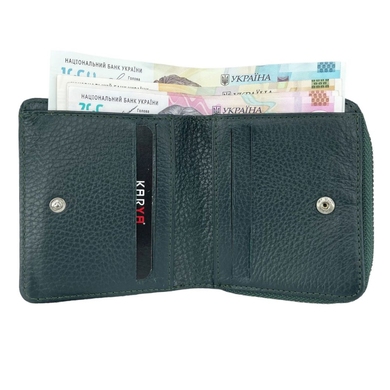 Невеликий гаманець з натуральної шкіри Karya 2012-030 темно-зеленого кольору