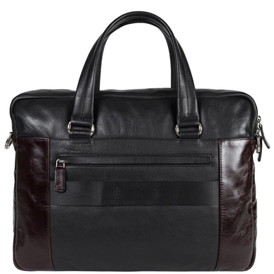 Чоловіча сумка-портфель The Bond з натуральної шкіри 1110-4 чорна з коричневим