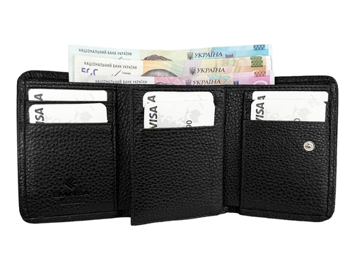 Малий шкіряний гаманець Eminsa із зернистої шкіри ES2032-18-1 чорного кольору