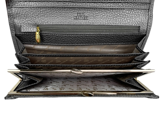 Кожаный кошелек Eminsa с монетницей на "поцелуйчике" ES2009-18-32 серый металлик