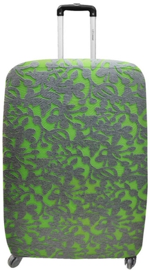 Чехол защитный для большого чемодана из неопрена Жаккард Узор салатовый L 8001-0410, 800-серо-салатовый