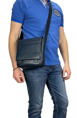 Мужская кожаная сумка Bond NON через плече 1107-1170 синяя