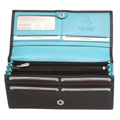 Жіночий гаманець з натуральної шкіри Visconti Colorado Topaz CD21 Black/Aqua