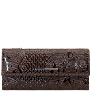 Жіночий гаманець з лакованої шкіри Karya 1142-015 темно-коричневого кольору
