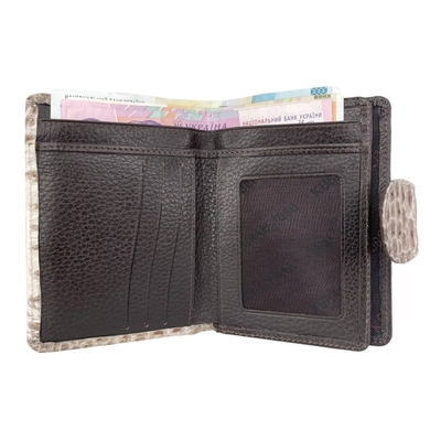 Жіночий гаманець з натуральної шкіри з лаком Karya 2015-526-2 беж з коричневим