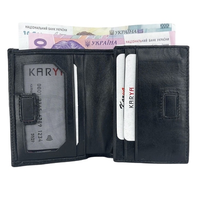 Малый кожаный кошелек-кредитница Karya 0027-1 черного цвета