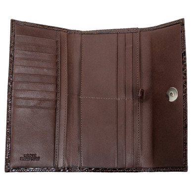 Жіночий гаманець з лакованої шкіри Karya 1142-015 темно-коричневого кольору