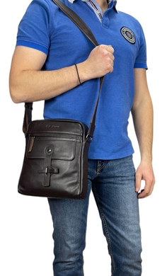 Чоловіча сумка The Bond з натуральної шкіри 1130-4 темно-коричневого кольору