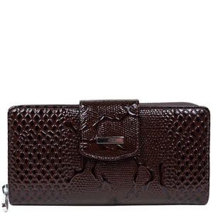 Жіночий гаманець з лакованої шкіри Karya 1119-015/39 темно-коричневий