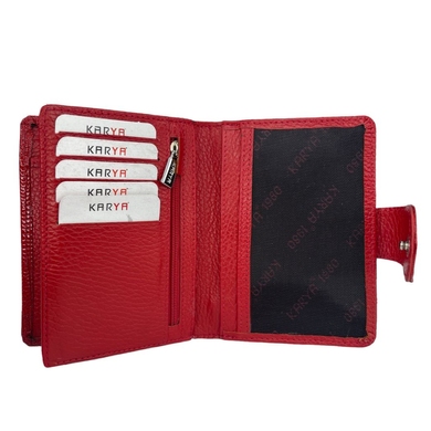 Жіночий гаманець з натуральної шкіри з лаком Karya 2015-074-1 червоного кольору