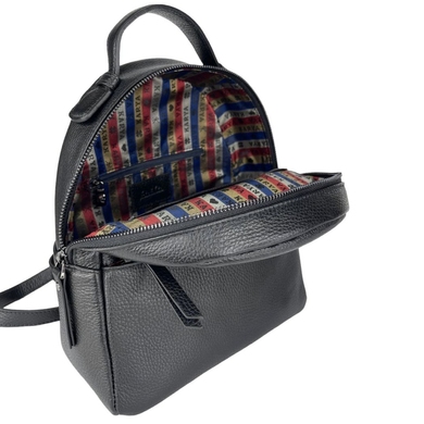 Женский кожаный рюкзак на один отдел Karya 6020-45 черного цвета, Черный, Зернистая