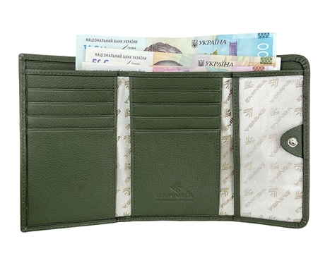 Середній шкіряний гаманець Eminsa із зернистої шкіри ES2157-11-36 оливковий